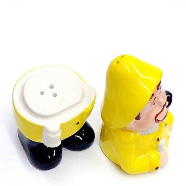 BeachCombers Ceramic Whaler Fisherman Salt & Pepper Shaker Set - Yellow Coat (2-Piece Set) - DollarFanatic.com