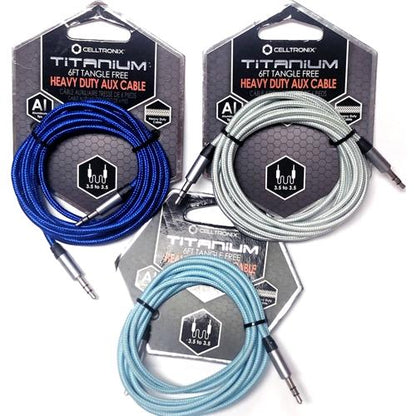 Celltronix Titanium Heavy Duty Auxiliary Stereo Audio Cable - 3.5mm Jack Male to Male (6 ft.) - $5 Outlet