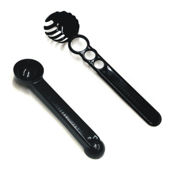 Kamenstein 2-Piece Kitchen Scoop Tool Set - Double Melon Baller and Spaghetti Fork Scoops (Black) - Dollar Fanatic