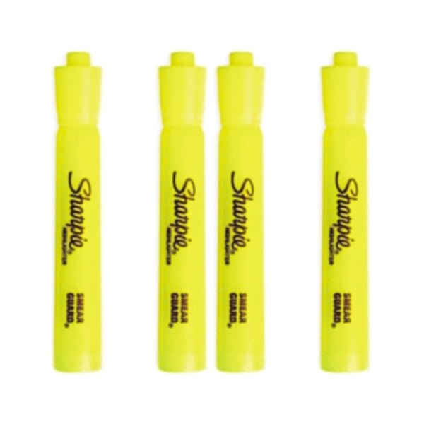 Sharpie Broad Chisel Tip Fluorescent Yellow Highlighter Markers (4 Pack) - Dollar Fanatic