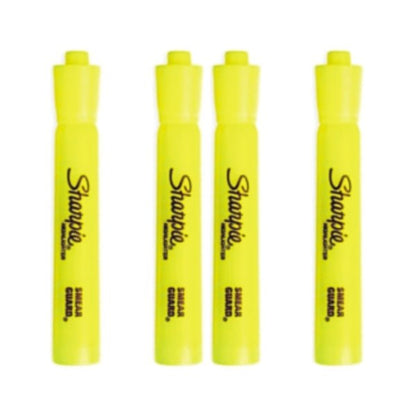 Sharpie Broad Chisel Tip Fluorescent Yellow Highlighter Markers (4 Pack) - Dollar Fanatic