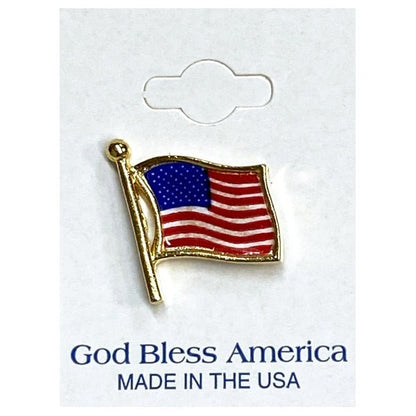 Tri - Star Patriotic USA Flag Lapel Pin - Carded (1 Count) Made in the USA - Dollar Fanatic