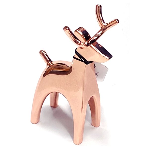 Umbra Copper Jewelry Ring Holder - Reindeer (1.75" x 1.5" x 3") Compact Size, Shiny Copper Finish - Dollar Fanatic